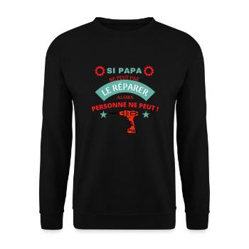 papa bricoleur - Sweat-shirt Unisexe - noir - Devant - Alina (178cm) & Michal (187cm)