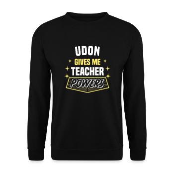 Udon Gives Me Teacher Powers Funny Professor - Unisex Sweatshirt - black - Front - Alina (178cm) & Michal (187cm)