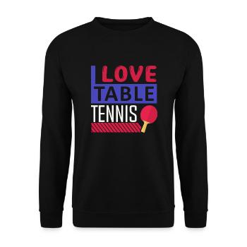 J’adore jouer au tennis de table, joueur de tennis de table - Sweat-shirt Unisexe - noir - Devant - Alina (178cm) & Michal (187cm)