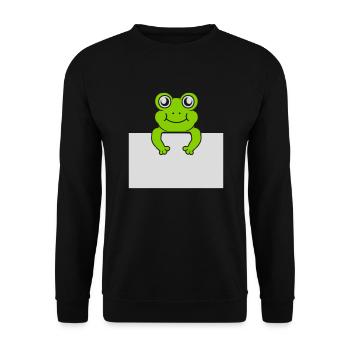Text präsentieren Comic Frosch - Unisex Pullover - Schwarz - Vorne - Alina (178cm) & Michal (187cm)