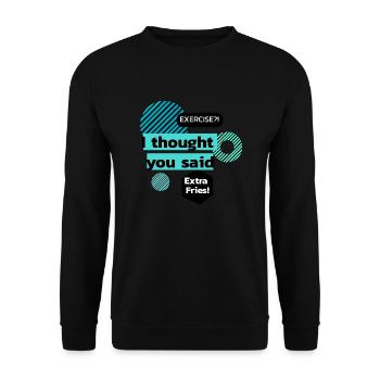 I love clothes / Exercise - Unisex Pullover - Schwarz - Vorne - Alina (178cm) & Michal (187cm)