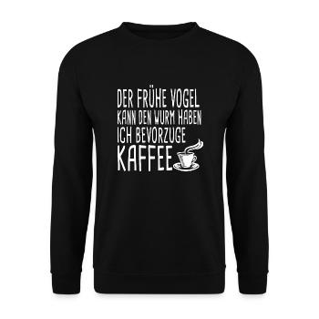 Der frühe Vogel kann den Wurm haben Ich bevorzuge - Unisex Pullover - Schwarz - Vorne - Alina (178cm) & Michal (187cm)