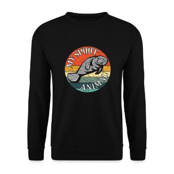 Manatees my spirit. Vintage Manatee Design - Unisex Sweatshirt - black - Front - Alina (178cm) & Michal (187cm)