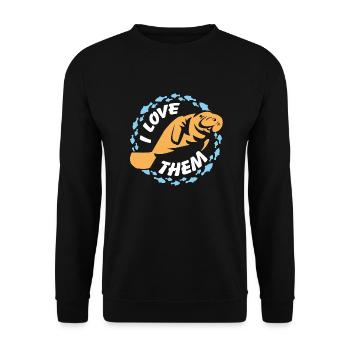 I love manatees, dugong in the Pisces Circle - Unisex Sweatshirt - black - Front - Alina (178cm) & Michal (187cm)