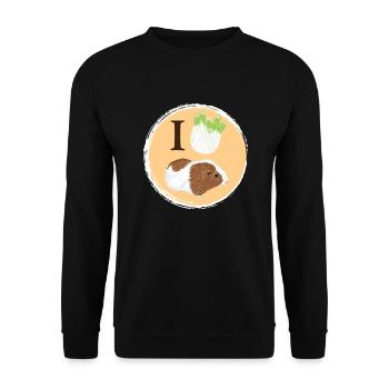 Design mit einem Glatthaar-Meerschweinchen 4 - Unisex Pullover - Schwarz - Vorne - Alina (178cm) & Michal (187cm)