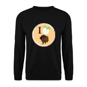 Design mit einem Rosetten-Meerschweinchen 5 - Unisex Pullover - Schwarz - Vorne - Alina (178cm) & Michal (187cm)