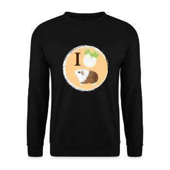 Design mit einem Glatthaar-Meerschweinchen 5 - Unisex Pullover - Schwarz - Vorne - Alina (178cm) & Michal (187cm)