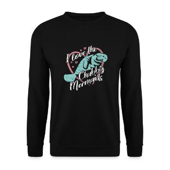 Ich liebe Manatees, Dugongs. Farbenfrohes Design - Unisex Pullover - Schwarz - Vorne - Alina (178cm) & Michal (187cm)