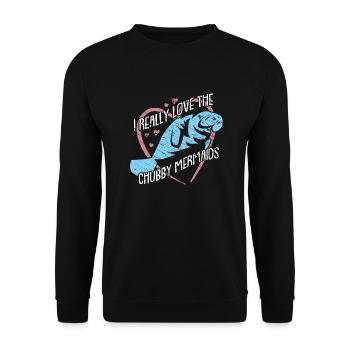 Ich liebe Dugongs Manatees - Unisex Pullover - Schwarz - Vorne - Alina (178cm) & Michal (187cm)