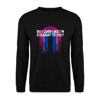 Do I Look Straight To You Bisexual LGBTQ Bi Pride - Unisex Pullover - Schwarz - Vorne - Alina (178cm) & Michal (187cm)