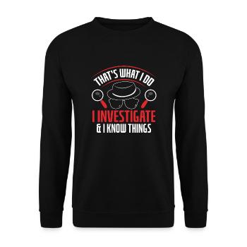 Spion Privatdetektiv Ermittler Detektiv Geschenk - Unisex Pullover - Schwarz - Vorne - Alina (178cm) & Michal (187cm)