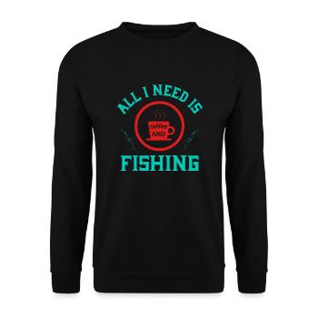 ALL I NEED IS COFFEE AND FISHING - Unisex Sweatshirt - black - Front - Alina (178cm) & Michal (187cm)