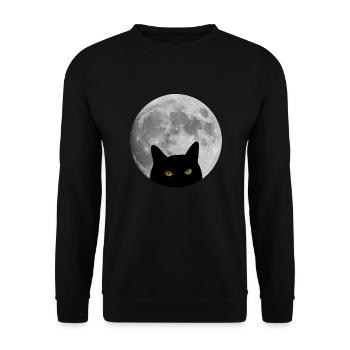 Chat dans la lune - Sweat-shirt Unisexe - noir - Devant - Alina (178cm) & Michal (187cm)