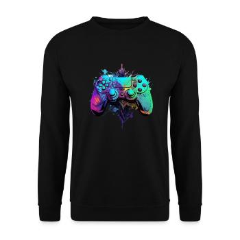 Neon Gaming Controller / Kontroller - Unisex Pullover - Schwarz - Vorne - Alina (178cm) & Michal (187cm)