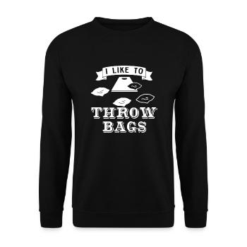 Sacs à lancer Funny Cornhole Player Sack Toss - Sweat-shirt Unisexe - noir - Devant - Alina (178cm) & Michal (187cm)