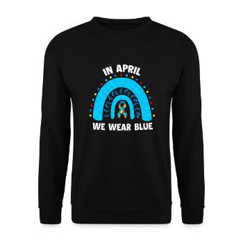 In April We Wear Blue Rainbow Puzzle Autism - Unisex Sweatshirt - black - Front - Alina (178cm) & Michal (187cm)