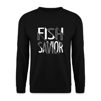 care vegan fishing equipment dog funny quote - Unisex Pullover - Schwarz - Vorne - Alina (178cm) & Michal (187cm)