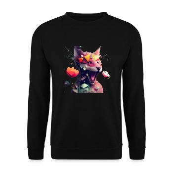 Frühling Fuchs und Blumen - Unisex Pullover - Schwarz - Vorne - Alina (178cm) & Michal (187cm)