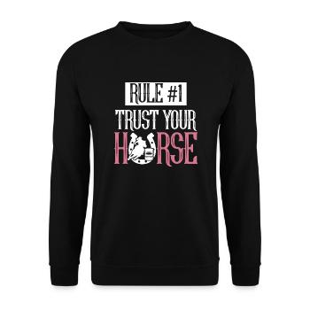 Règle #1 Faites confiance à votre cheval Western Barrel Rodeo Barr - Sweat-shirt Unisexe - noir - Devant - Alina (178cm) & Michal (187cm)