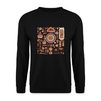 African folklore - Unisex Sweatshirt - black - Front - Alina (178cm) & Michal (187cm)