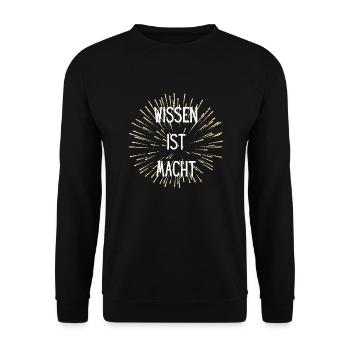 Wissen ist Macht - Unisex Pullover - Schwarz - Vorne - Alina (178cm) & Michal (187cm)