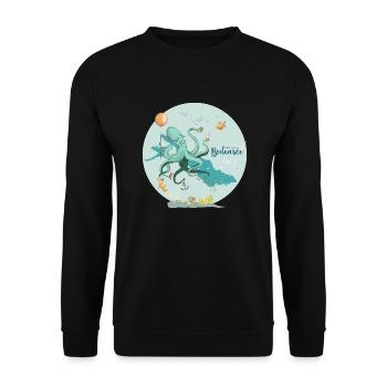 Bodensee-Party mit Oktopus - Unisex Pullover - Schwarz - Vorne - Alina (178cm) & Michal (187cm)