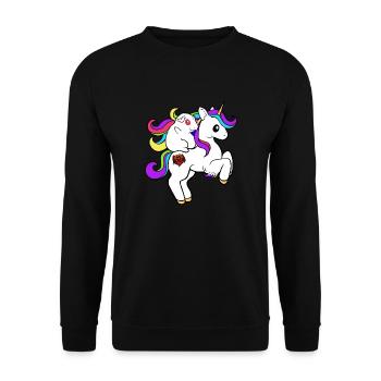 Ignaz sur la licorne | Cochons d’Inde | Licorne - Sweat-shirt Unisexe - noir - Devant - Alina (178cm) & Michal (187cm)