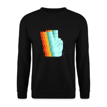 Friedens-Retro-Zeichen - Unisex Pullover - Schwarz - Vorne - Alina (178cm) & Michal (187cm)