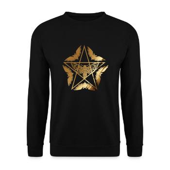 Gothic,Moth,Pentagon,Flowers,Red,Bat,Gold - Unisex Sweatshirt - black - Front - Alina (178cm) & Michal (187cm)