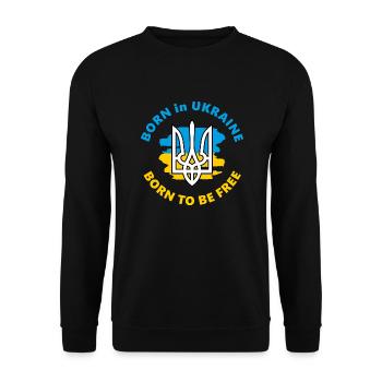 Geboren in der Ukraine. Geboren, um frei zu sein - Unisex Pullover - Schwarz - Vorne - Alina (178cm) & Michal (187cm)
