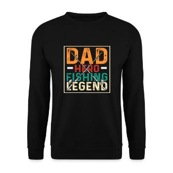 Dad Hero Fishing Legend - Unisex Pullover - Schwarz - Vorne - Alina (178cm) & Michal (187cm)