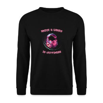 Anime & Games - Is Happiness - Unisex Pullover - Schwarz - Vorne - Alina (178cm) & Michal (187cm)