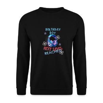 Birthday Boy - Gaming inspired - Unisex Pullover - Schwarz - Vorne - Alina (178cm) & Michal (187cm)