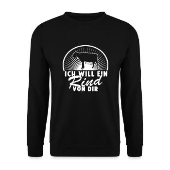 Ich will ein Rind von dir - Unisex Pullover - Schwarz - Vorne - Alina (178cm) & Michal (187cm)