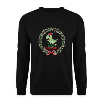 Merry Christmas Dinosaur - Unisex Sweatshirt - black - Front - Alina (178cm) & Michal (187cm)
