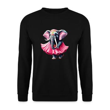 Éléphant dansant en jupe rose - Sweat-shirt Unisexe - noir - Devant - Alina (178cm) & Michal (187cm)