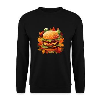 Gourmandise automnale : burgers au feuillage coloré - Sweat-shirt Unisexe - noir - Devant - Alina (178cm) & Michal (187cm)