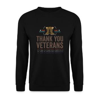 Patriotique MERCI AUX ANCIENS COMBATTANTS et aux soldats - Sweat-shirt Unisexe - noir - Devant - Alina (178cm) & Michal (187cm)