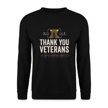 Merci, anciens combattants ! Merci pour votre service - Sweat-shirt Unisexe - noir - Devant - Alina (178cm) & Michal (187cm)
