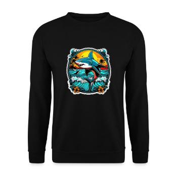 requin et coucher de soleil - Sweat-shirt Unisexe - noir - Devant - Alina (178cm) & Michal (187cm)