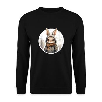 lapin mignon dans la neige avec veste et écharpe - Sweat-shirt Unisexe - noir - Devant - Alina (178cm) & Michal (187cm)