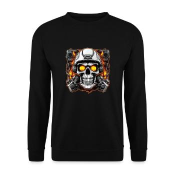 Totenkopf - Skelett - Totenkopf - Motorradhelm - Unisex Pullover - Schwarz - Vorne - Alina (178cm) & Michal (187cm)