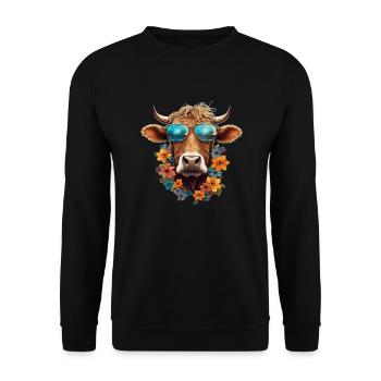 Bauern Design Landwirt Bauernhof Kuh - Unisex Pullover - Schwarz - Vorne - Alina (178cm) & Michal (187cm)
