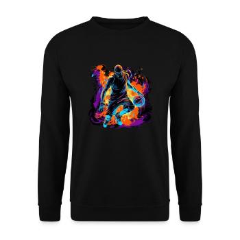 Basketball player in art design for sports fans - Unisex Sweatshirt - black - Front - Alina (178cm) & Michal (187cm)