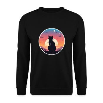 chat paysage et coucher de soleil - Sweat-shirt Unisexe - noir - Devant - Alina (178cm) & Michal (187cm)