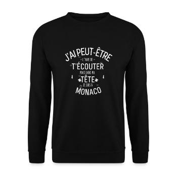 Dans ma Tête je suis à monaco - Sweat-shirt Unisexe - noir - Devant - Alina (178cm) & Michal (187cm)