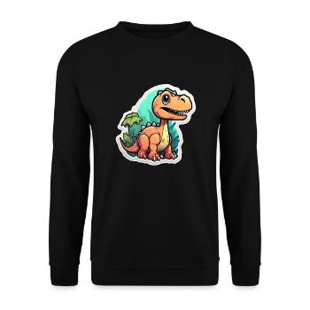 Karikatur-Dinosaurier - Unisex Pullover - Schwarz - Vorne - Alina (178cm) & Michal (187cm)