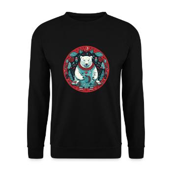 Ours polaire avec des éléments de Noël, ours d’amour - Sweat-shirt Unisexe - noir - Devant - Alina (178cm) & Michal (187cm)