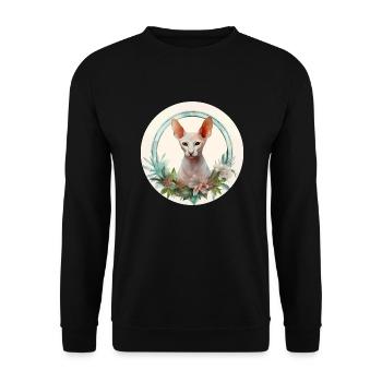Oriental Shorthair Cat Boho Style, Love Cats - Unisex Sweatshirt - black - Front - Alina (178cm) & Michal (187cm)