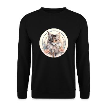 Maine Coon Cat Boho Style, Love cats - Unisex Sweatshirt - black - Front - Alina (178cm) & Michal (187cm)